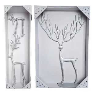 Aldi Set of 2 Merry Moments Dramatic Silver Reindeer